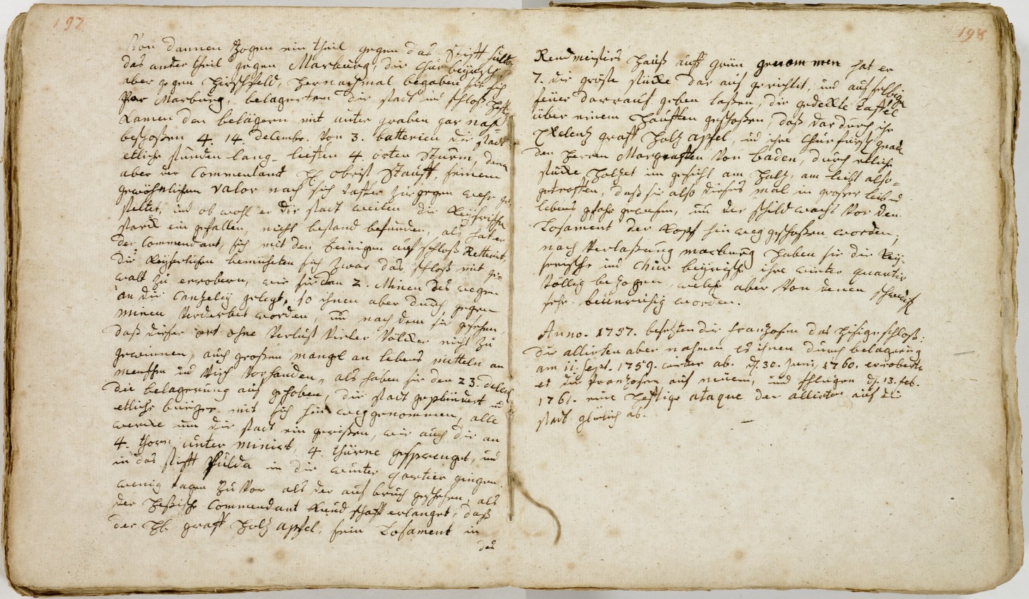 Schilderung der Belagerung des Schlosses durch kaiserliche Trruppen Dezember 1647