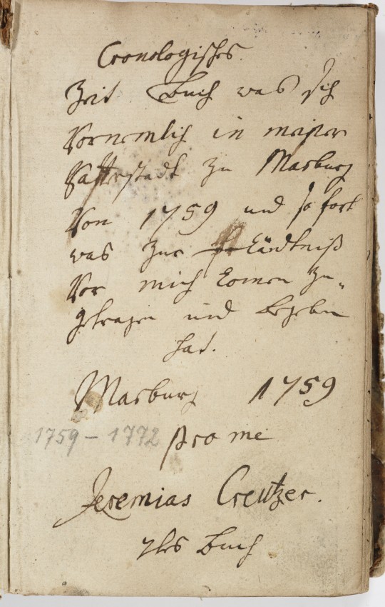 Aufzeichnungen Jeremias Creutzer über die Belagerung von Marburg 1759