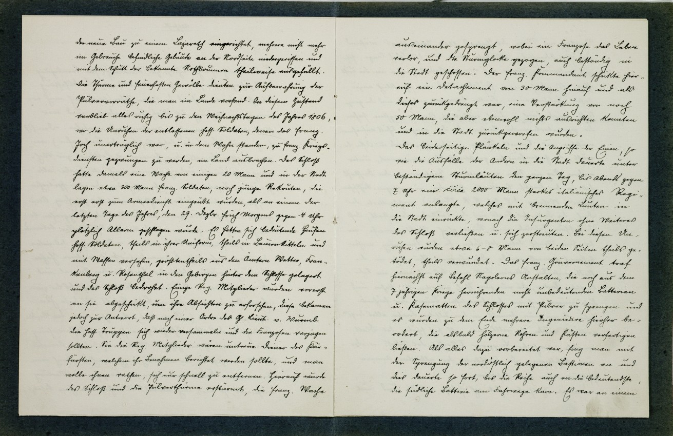 Handschriftlische Erinnerungen Chaberts über die Niederschlagung des Aufstandes entlassener hessischer Soldaten 1806