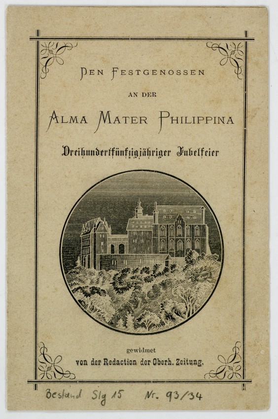 Zusammenstellung Marburger Sehenswürdigkeiten für die Teilnehmer der Jubiläumsfeier der Universität