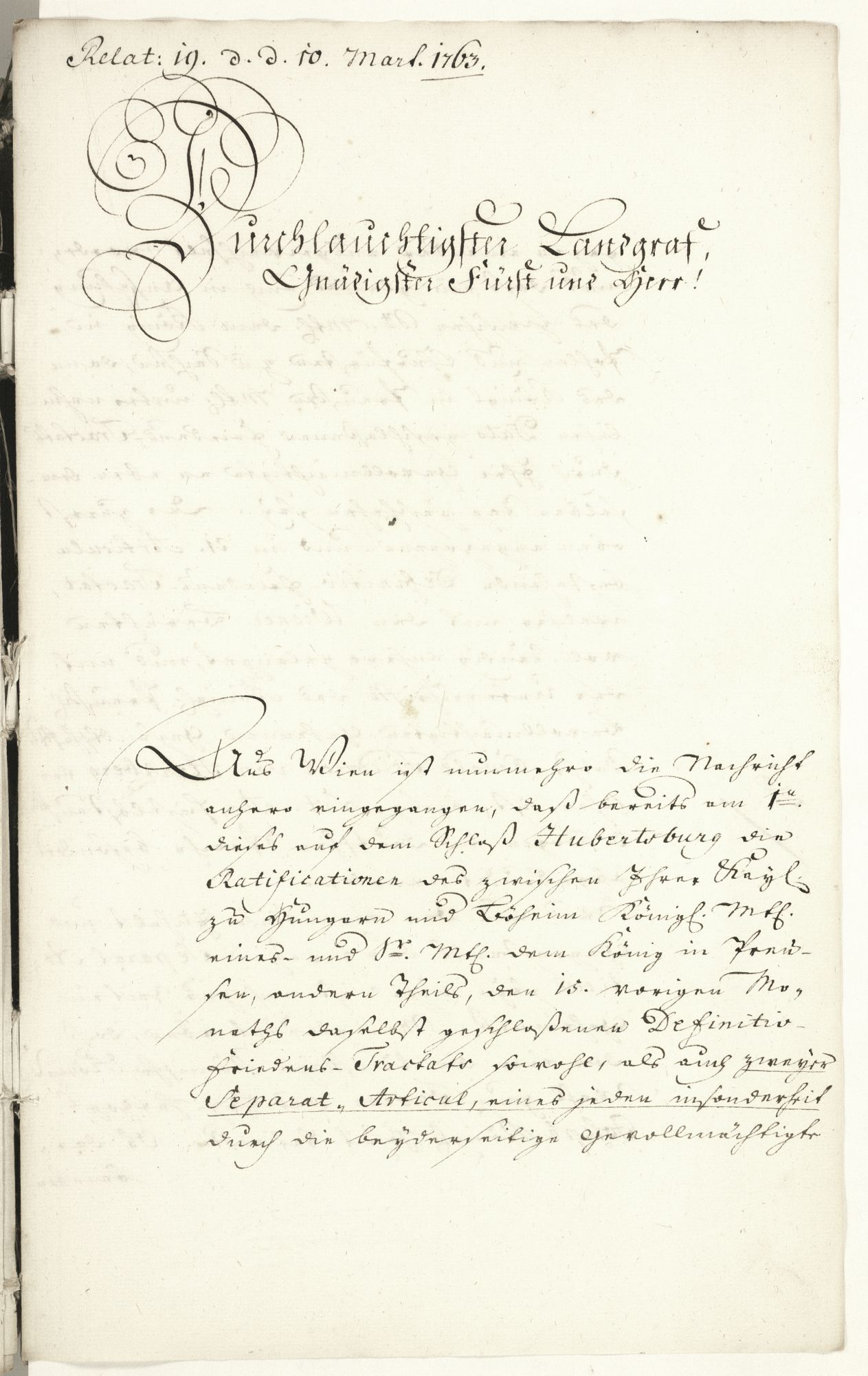 Bericht des hessen-kasselschen Reichstagsgesandten von Wülkenitz über den preußisch-österreichischen Friedensschluss zu Hubertusburg (Auszug)