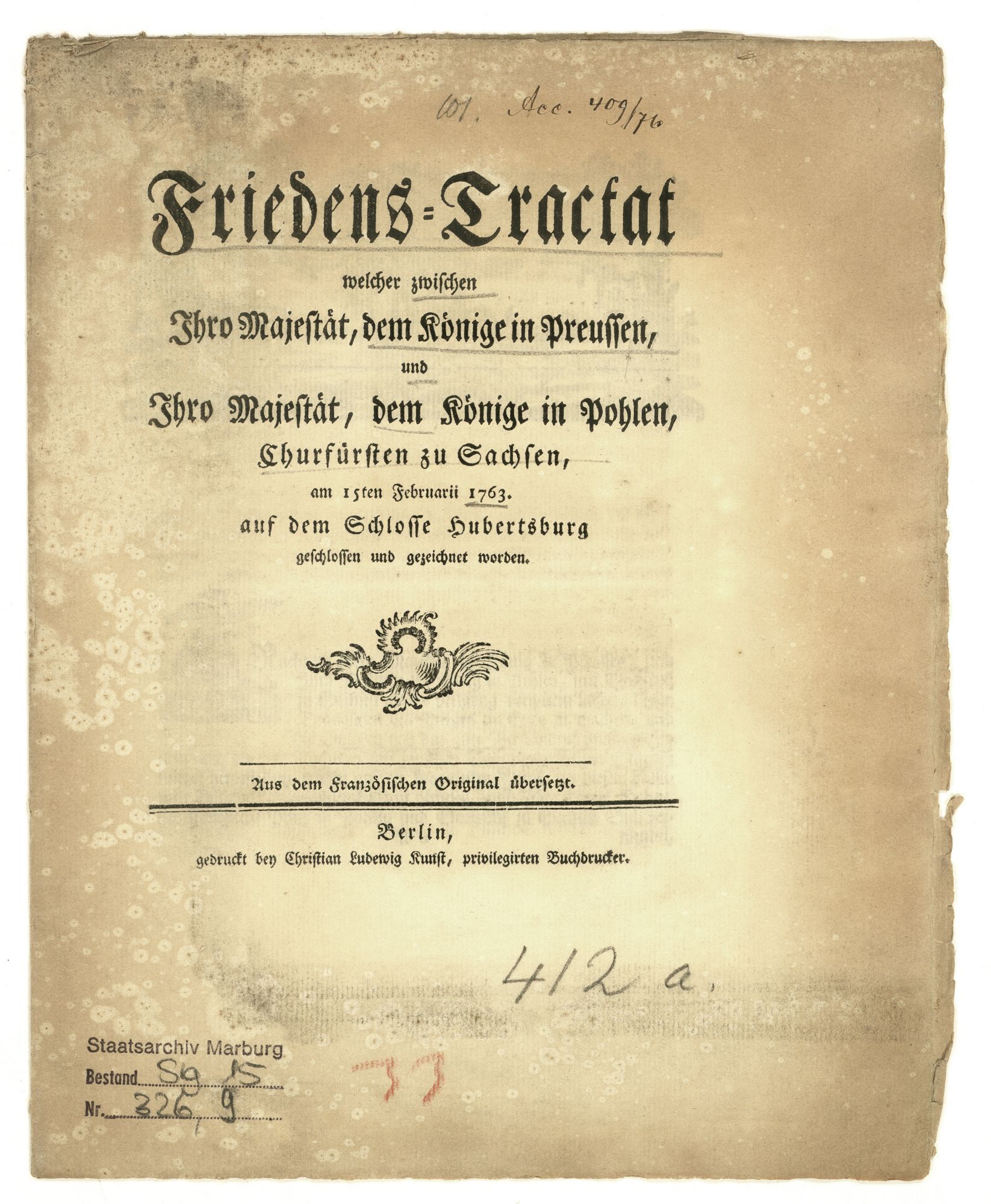 Friedensvertrag zwischen Preußen und Sachsen