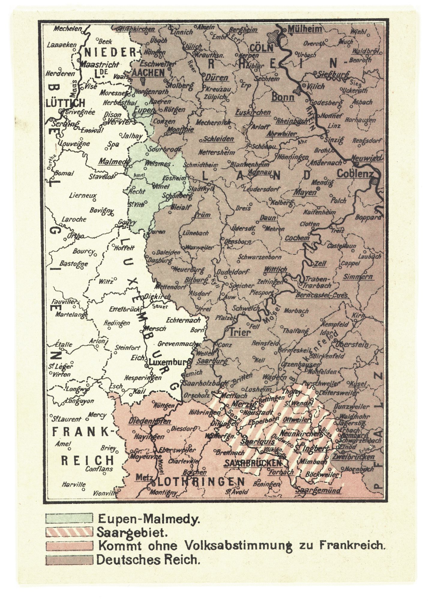 Vom „Deutschen Schutzbund für die Grenz- und Auslandsdeutschen“ vertriebene Karten der Abstimmungsgebiete und der neuen deutsch-polnischen Grenze