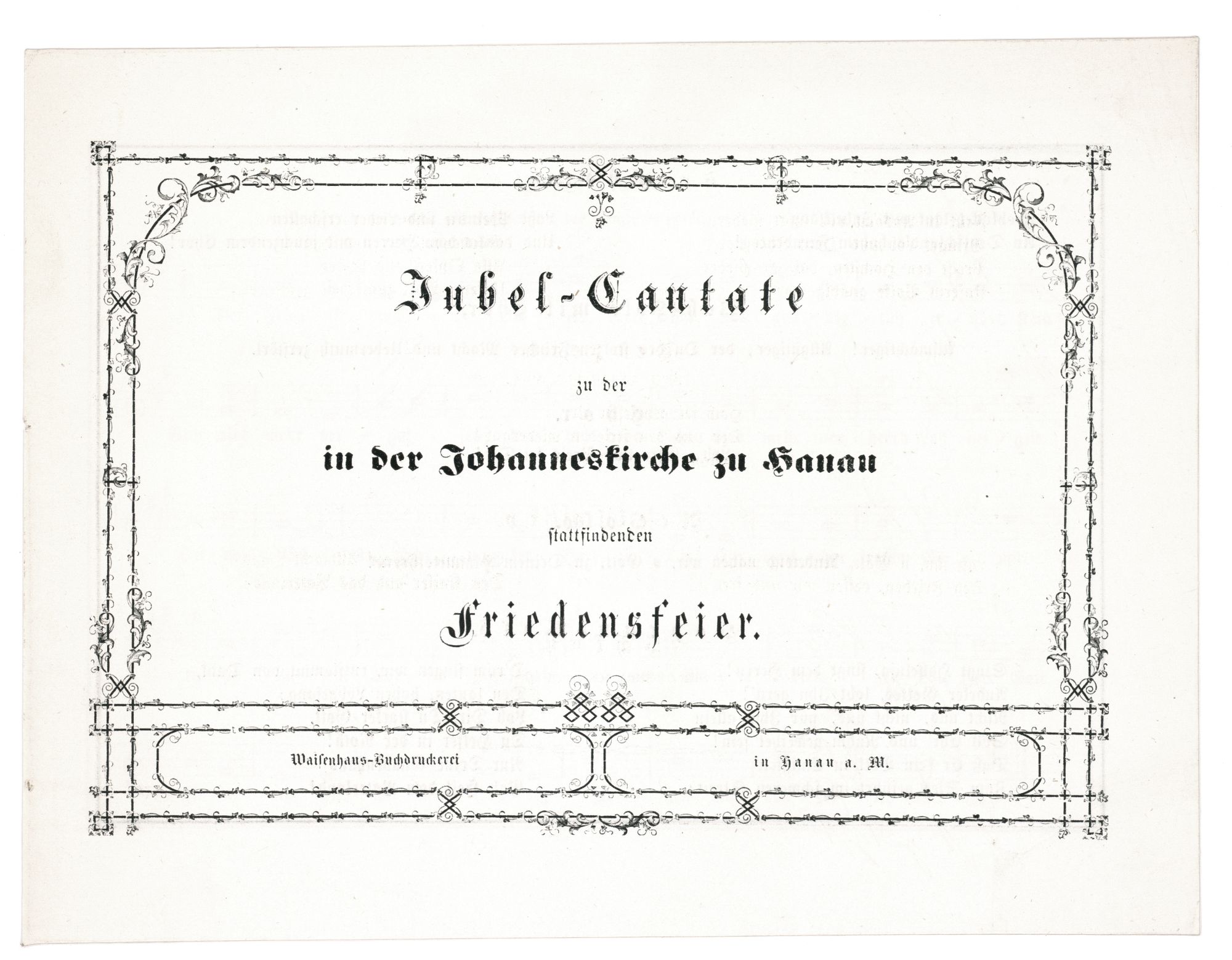 Programm zur Hanauer Friedensfeier am 15. März 1871 anlässlich der Beendigung des deutsch-französischen Krieges 1870/71