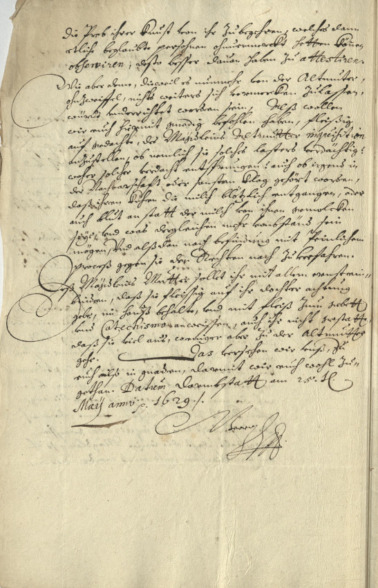 Schadenzauber: Untersuchung gegen Gertrud, 6- oder 7- jährige Tochter des verstorbenen Peter Briel auf der Ketzerbach in Marburg, 1629, kein Urteil