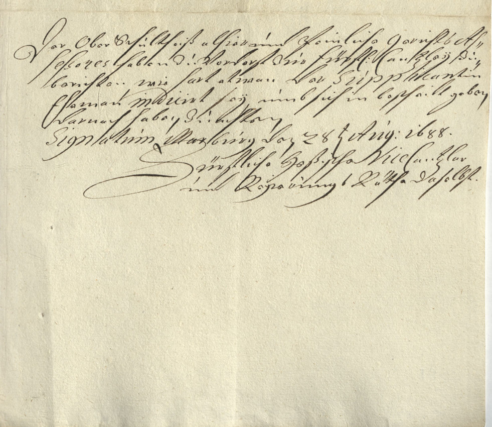 Prozess gegen Aelfrich Schneider aus Frechenhausen / Amt Breidenbach wegen Quacksalberei und Segen sprechung, 1688
