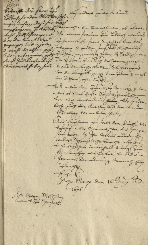 Bestrafung der Witwe von Johannes Ernst, da sie nach dem Abendmahl an Ostern in einen Bienenstock gehaucht hat, 1676