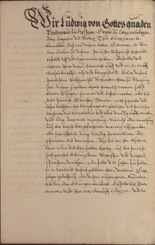 Bestallung der peinlichen Halsgerichtsschreiber, u. a. Abraham Saur, 1585