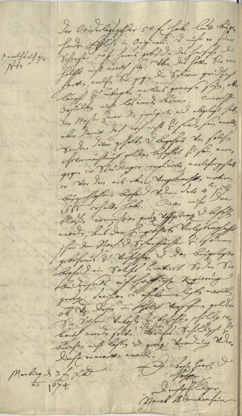 Ausstehende Scharfrichterkosten, 1674