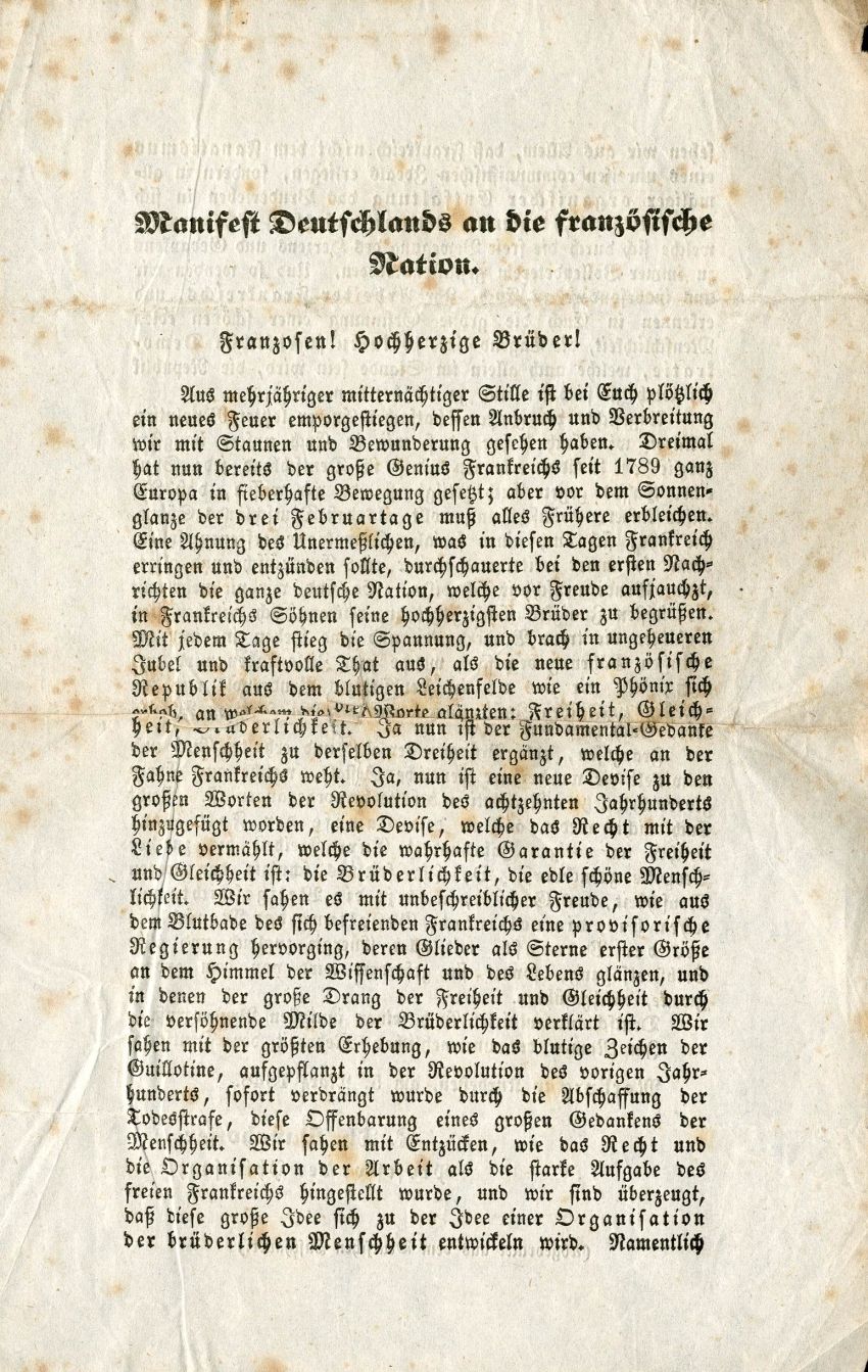 Manifest Deutschlands an die französische Nation