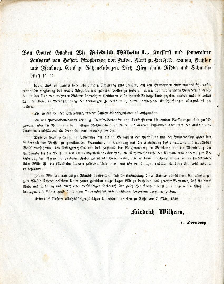 Erste Zugeständnisse des Kurfürsten
