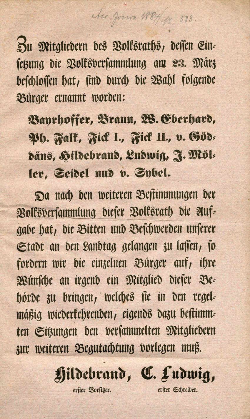 Ernennung des Marburger Volksrates