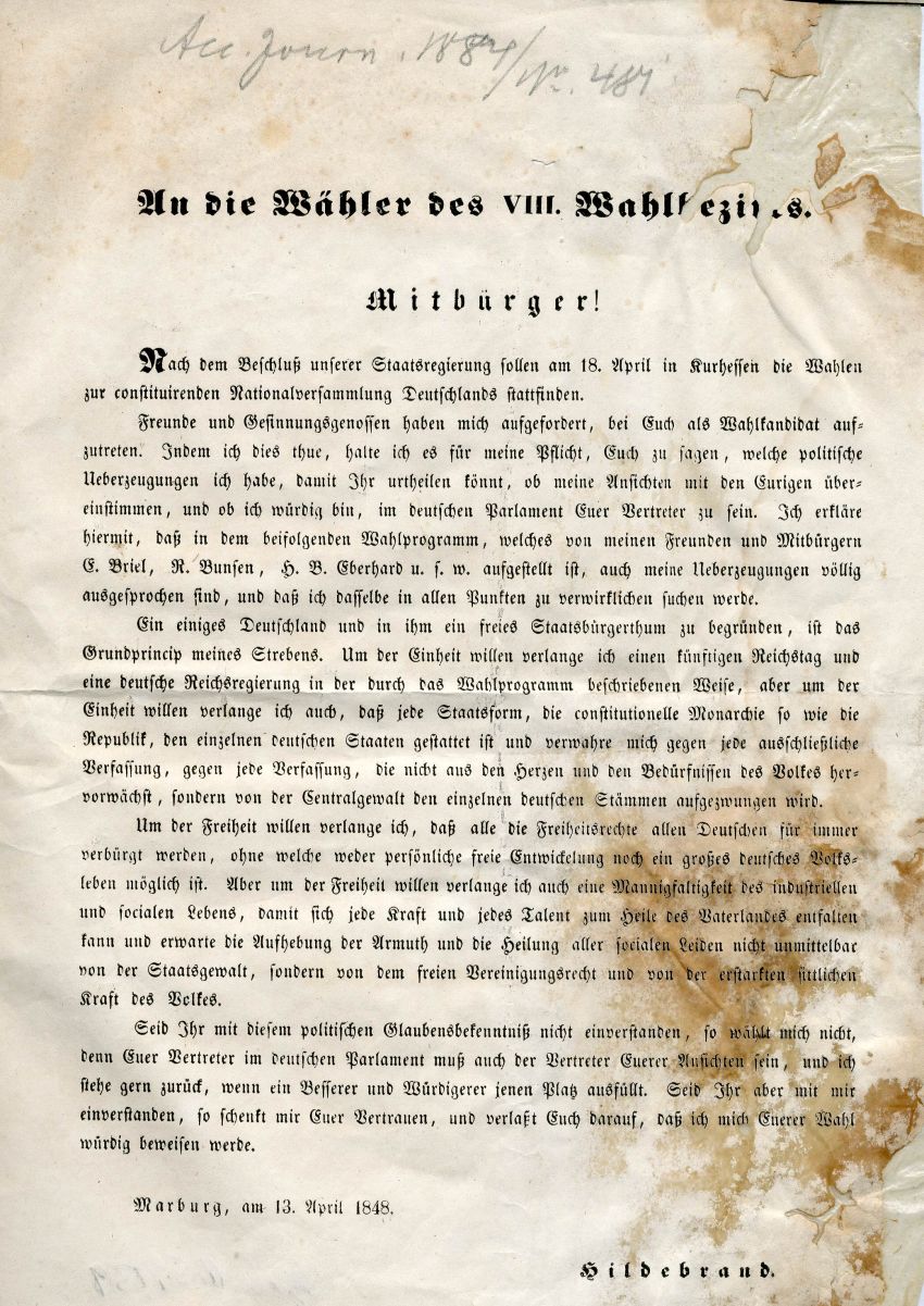 An die Wähler des VIII. Wahlbezirks
