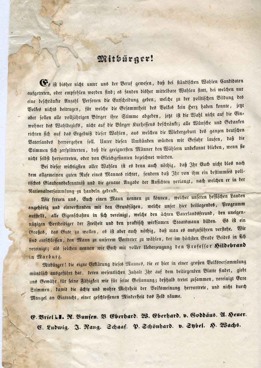 Wahlaufruf für Hildebrand