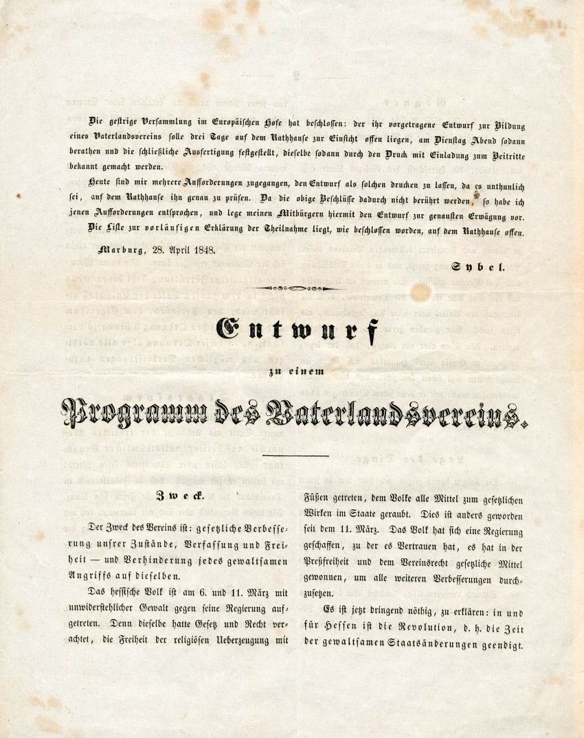 Entwurf zu einem Programm des Vaterlandsvereins