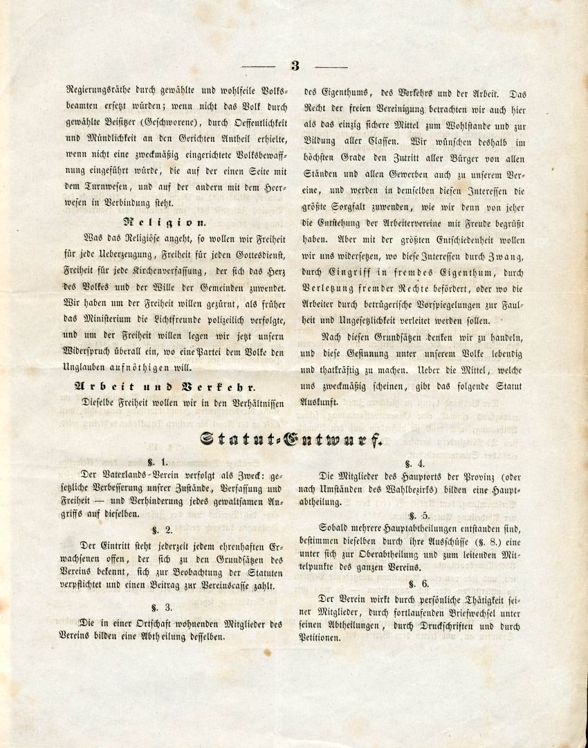 Entwurf zu einem Programm des Vaterlandsvereins