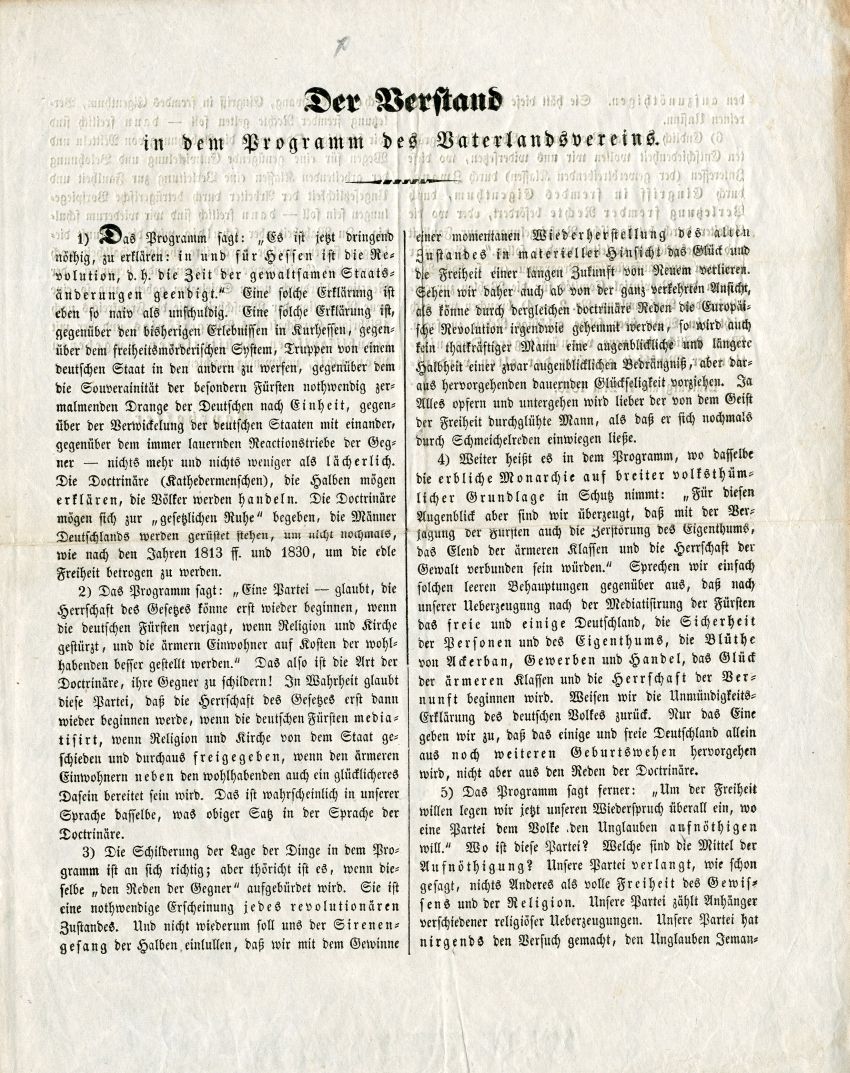 Der Verstand in dem Programm des Vaterlandsvereins