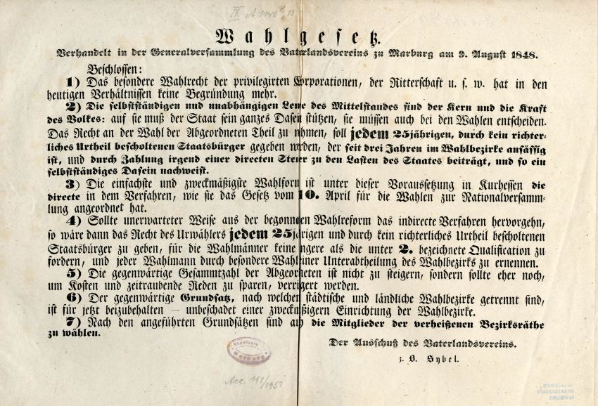 Grundsätze zum kurhessischen Wahlrecht