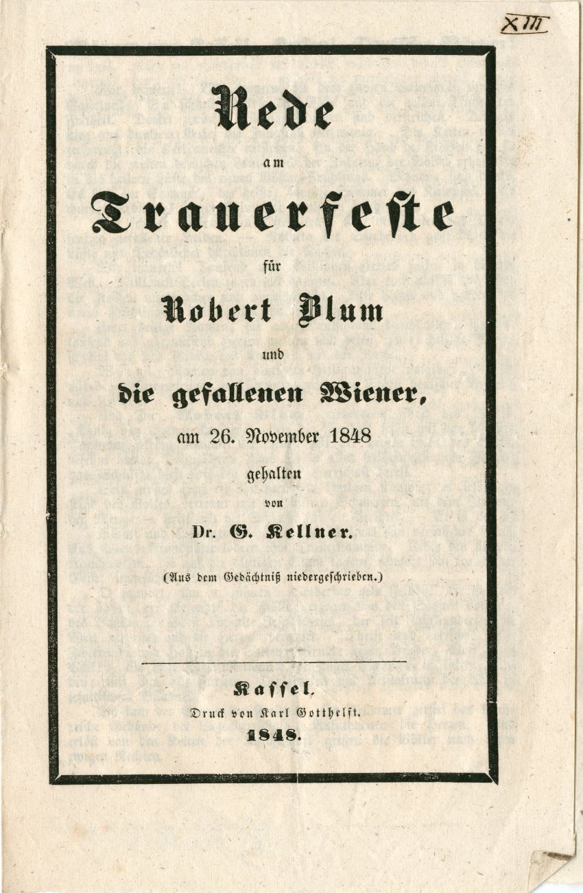 Rede am Trauerfeste für Robert Blum und die gefallenen Wiener