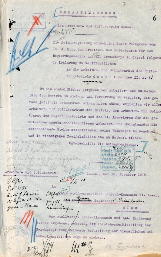 Bekanntmachung des Arbeiter- und Soldatenrates Kassel