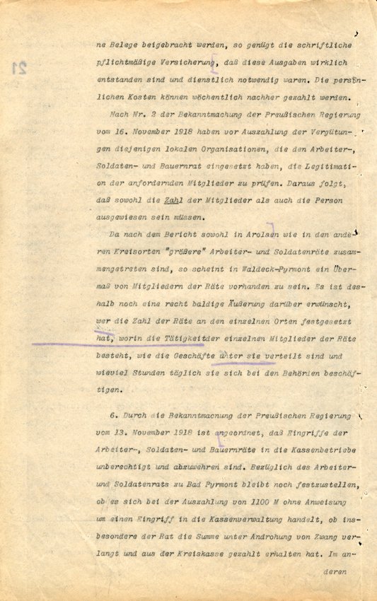 Schreiben des preußischen Finanzministeriums an den Regierungspräsidenten in Kassel betreffend die Mittelzuweisung an den Zentralen Arbeiter- und Soldatenrat Kassel
