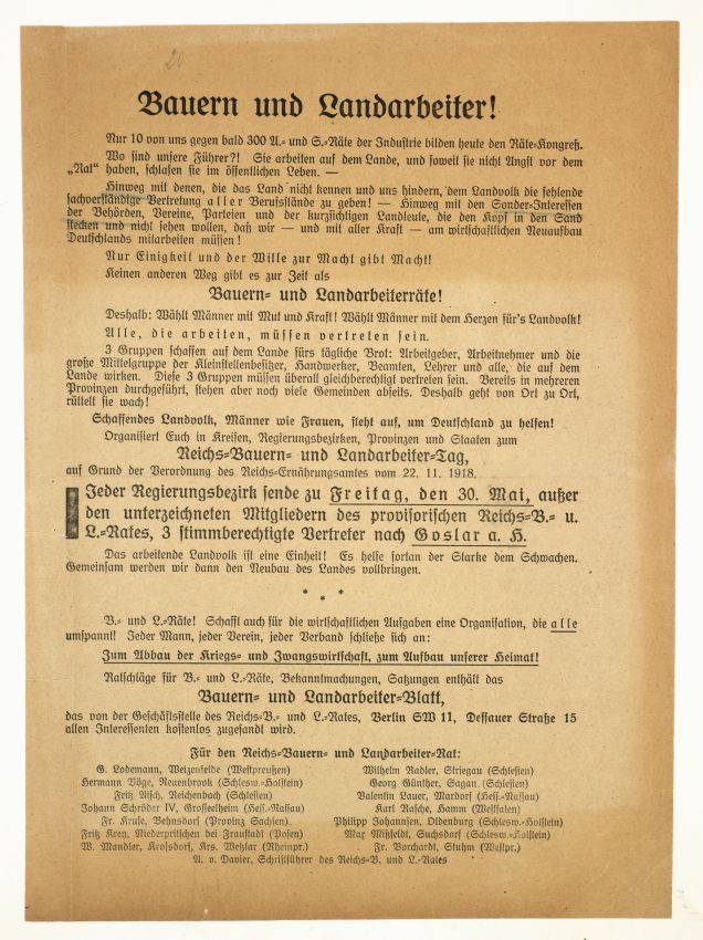 Aufruf: Aufruf zur Teilnahme am Reichs-Bauern- und Landarbeiter-Tag