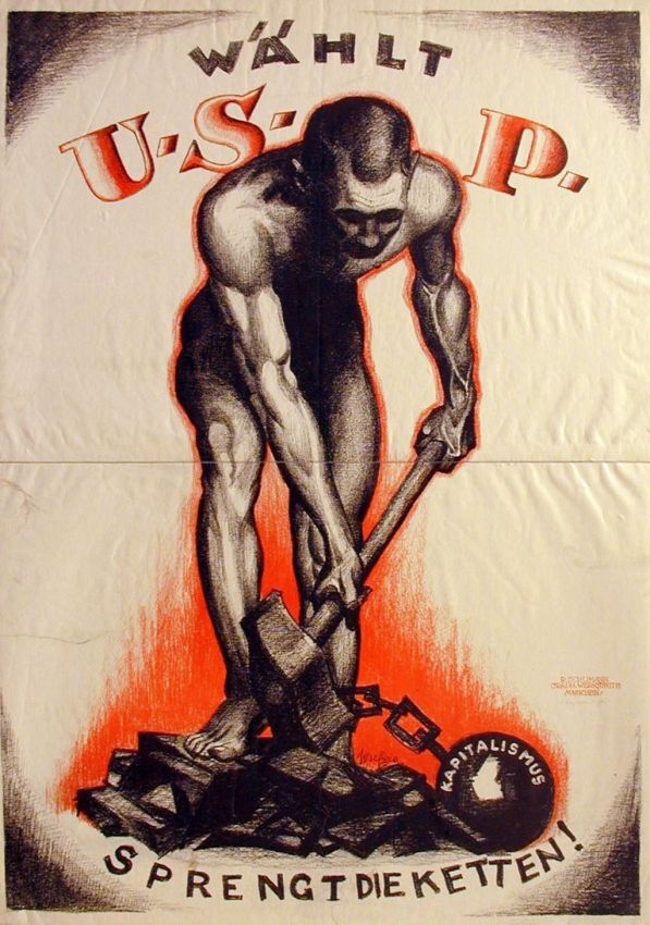 USPD Wahlplakat: Sprengt die Ketten