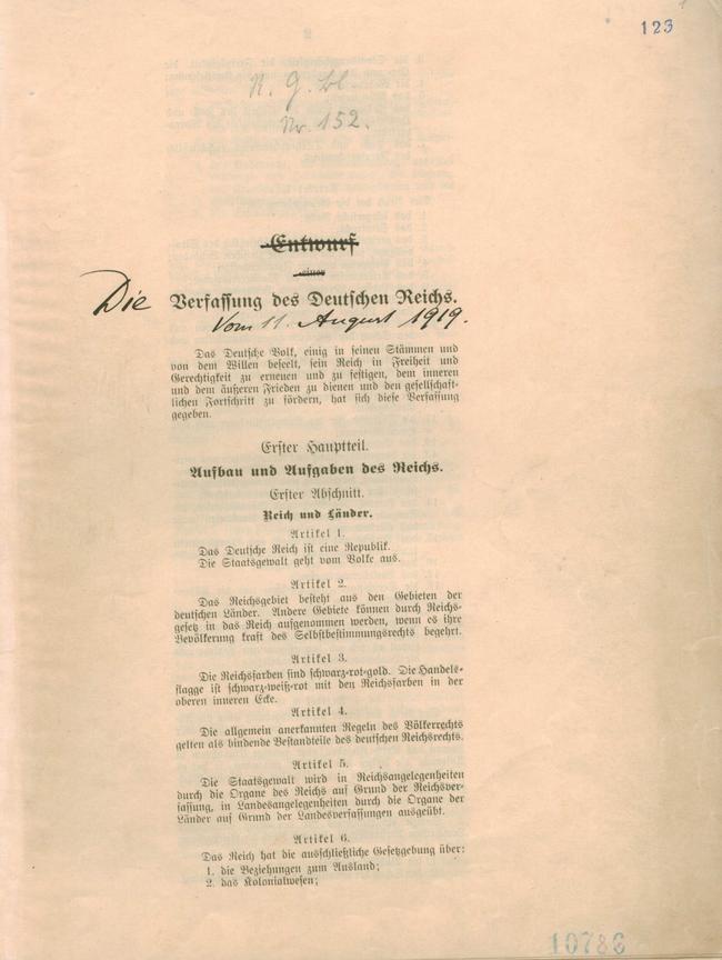 Die Weimarer Reichsverfassung