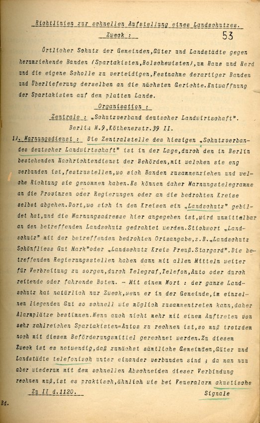 Richtlinien des Reichswehrministers für die Aufstellung und Organisation von Einwohnerwehren (Berlin 1919 April 25)