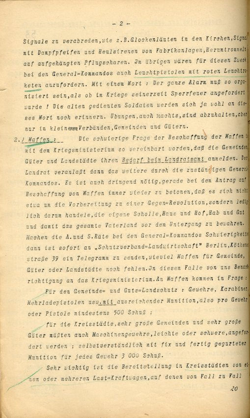 Richtlinien des Reichswehrministers für die Aufstellung und Organisation von Einwohnerwehren (Berlin 1919 April 25)