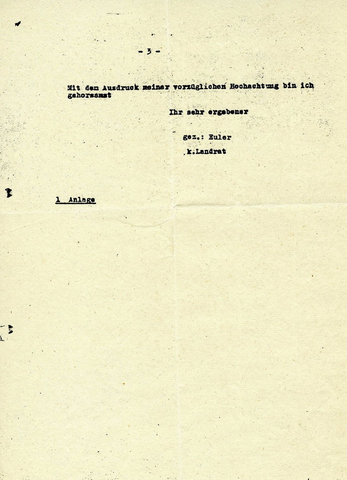 Schreiben: Landrat August-Martin Euler an den hessischen Ministerpräsidenten Karl Geiler wegen der bevorstehenden Schließung der Benno Schilde Maschinenbau AG in Hersfeld, 8. April 1946