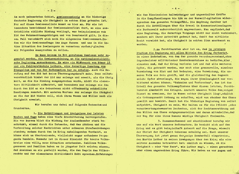 Gutachten der Theologischen Fakultät der Universität Marburg, 29. April 1945