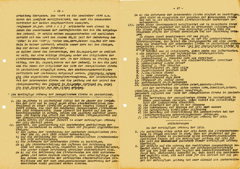 Bericht Happichs über die Kirchenversammlung der Evangelischen Kirche in Deutschland in den Anstalten Hephata in Treysa vom 27. bis 31. August 1945