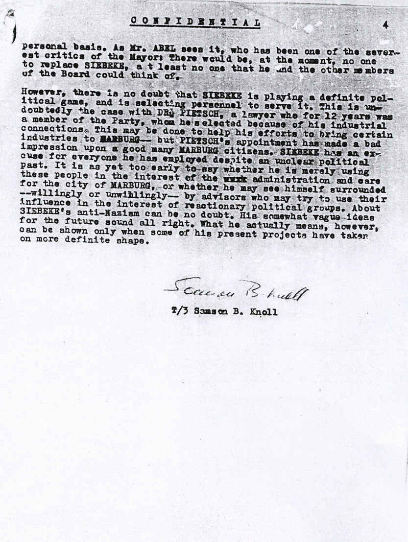 Lagebericht zur Verwaltungssituation in Marburg, 28. Juni 1945