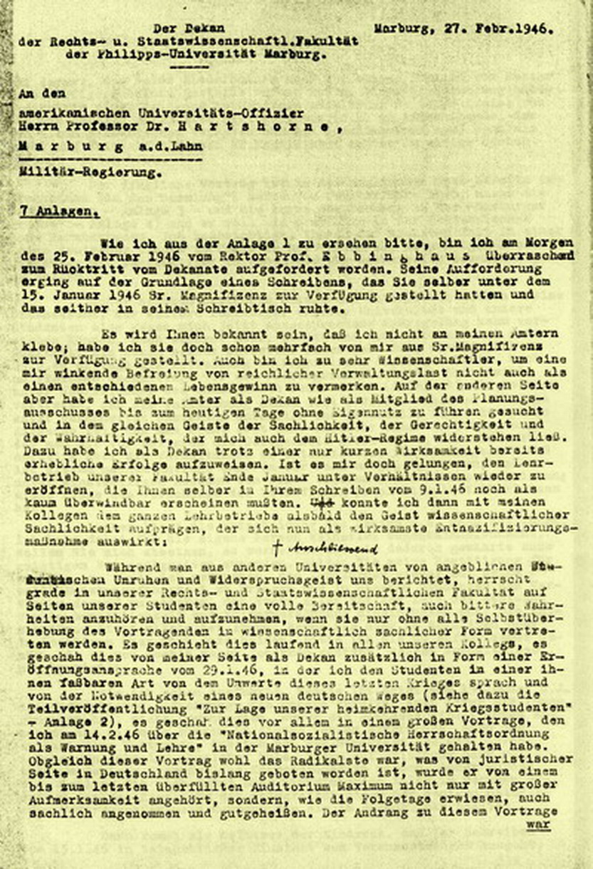 Brief Fritz von Hippels an Edward Y. Hartshorne, 27. Februar 1946