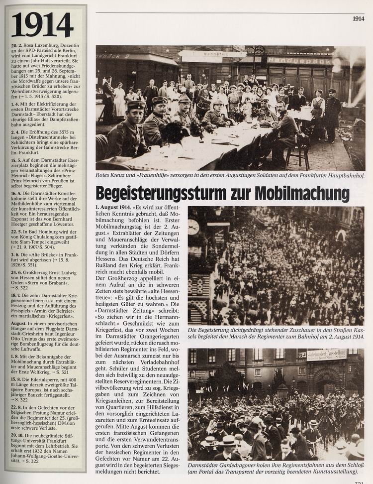 Chronik Hessens 1914: Begeisterung zur Mobilmachung