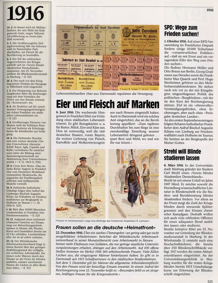 Chronik Hessens 1916: Frauen sollen an die deutsche Heimatfront - SPD: Wege zum Frieden suchen!