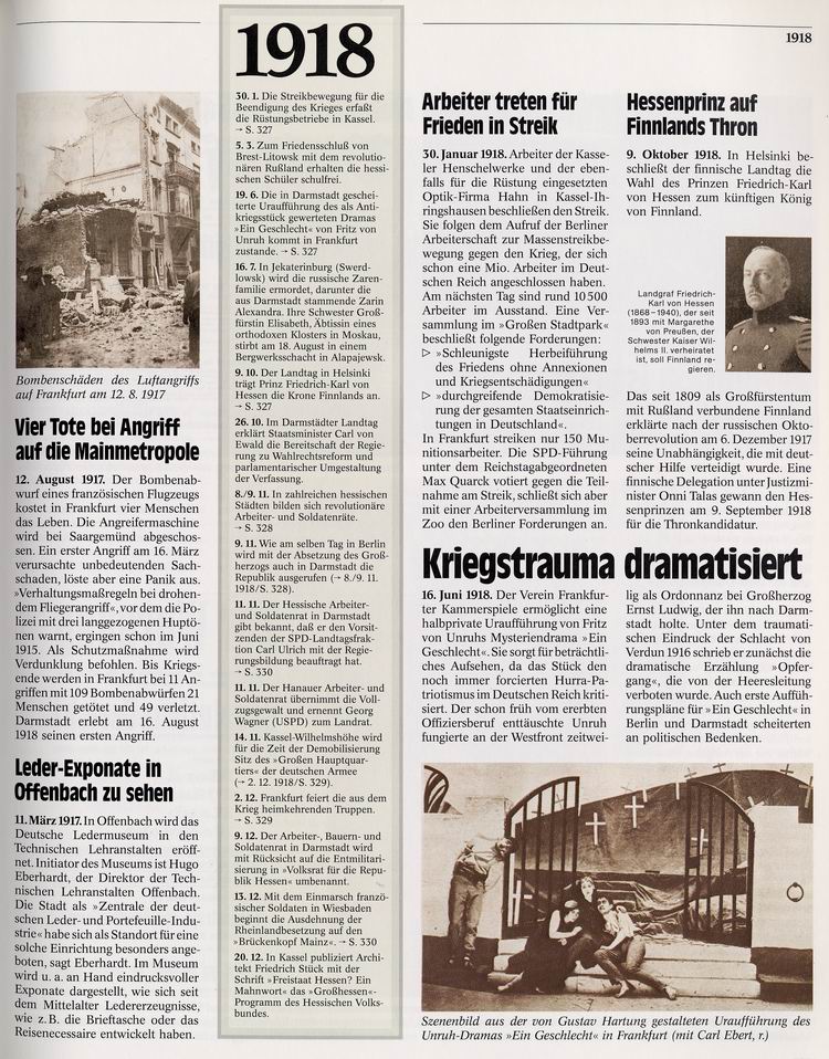 Chronik Hessens 1918: Kriegstrauma - Die Revolution ist erfolgreich - Volksstaat Hessen - Französisches Besatzungsgebiet
