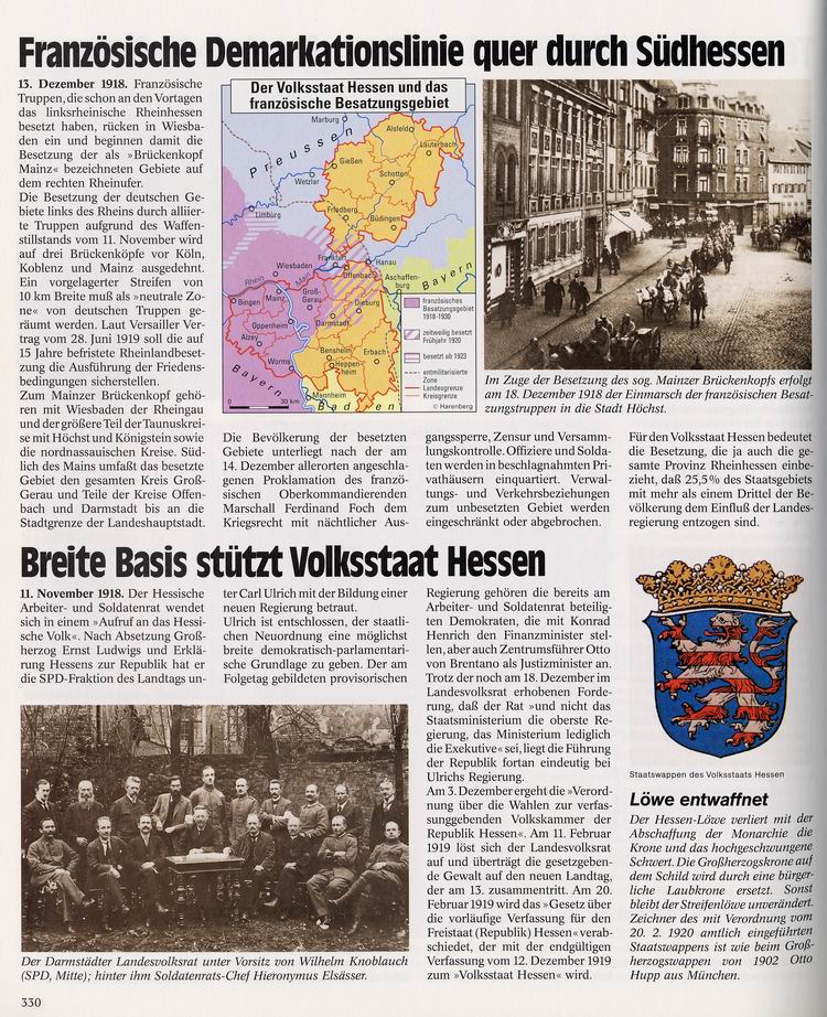 Chronik Hessens 1918: Kriegstrauma - Die Revolution ist erfolgreich - Volksstaat Hessen - Französisches Besatzungsgebiet