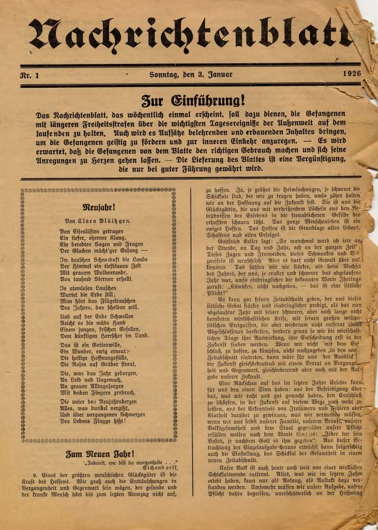 Gefängniszeitungen und -zeitschriften; a) Leuchtturm, b) Satiremagazin "Ulk" mit Aktennotiz