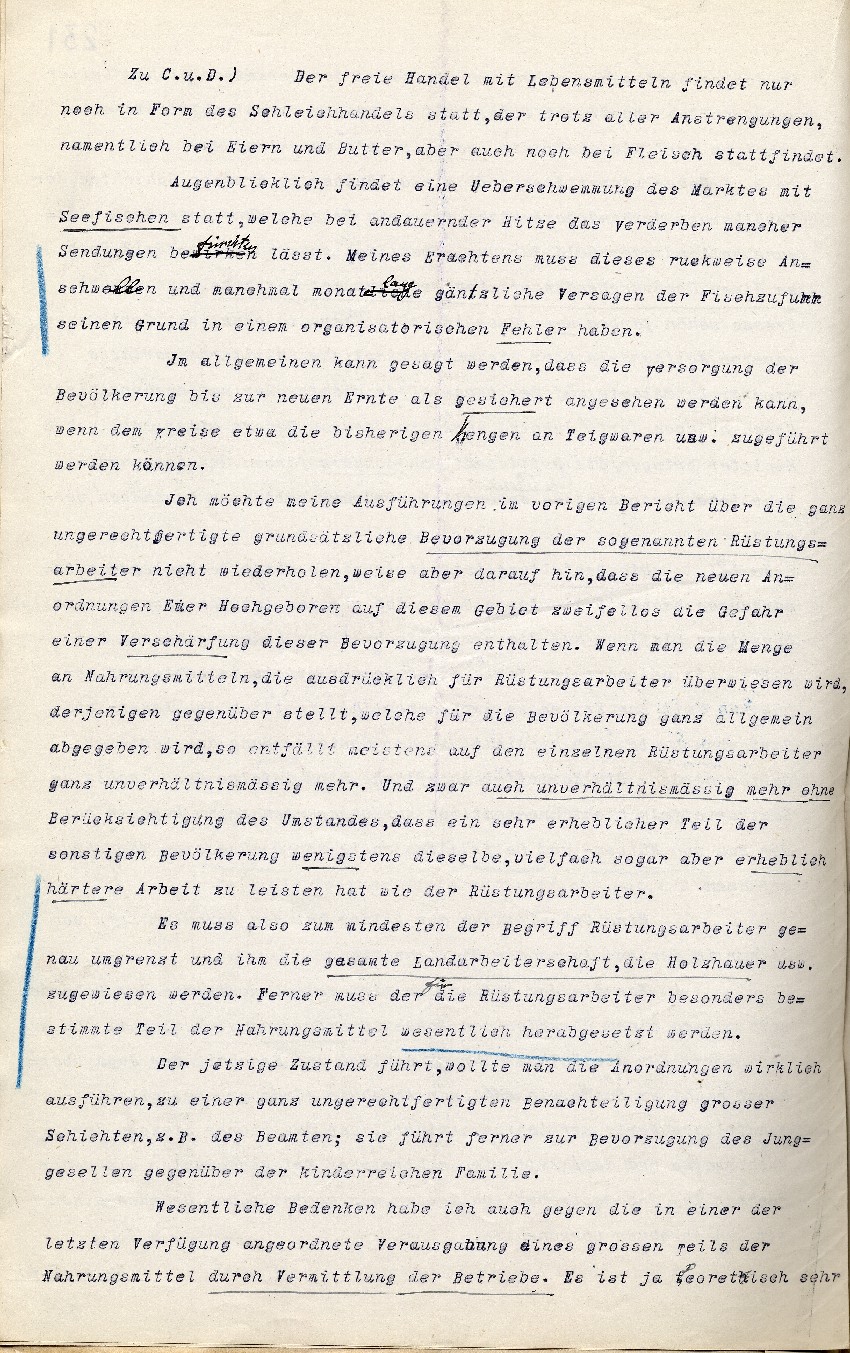 Generalbericht des Königlichen Landrats des Landkreises Cassel an den Regierungspräsidenten in Cassel betreffend Schwierigkeiten bei der Lebensmittelversorgung, 18.05.1917