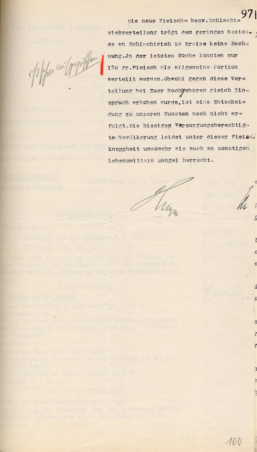 Stimmungsbericht des Kgl. Landrats des Kreises Herrschaft Schmalkalden an den Regierungspräsidenten in Cassel, mit Bericht über den Verlauf der Jugendpflegerkonferenz vom 29.-20. Januar 1917, 18. Februar 1917