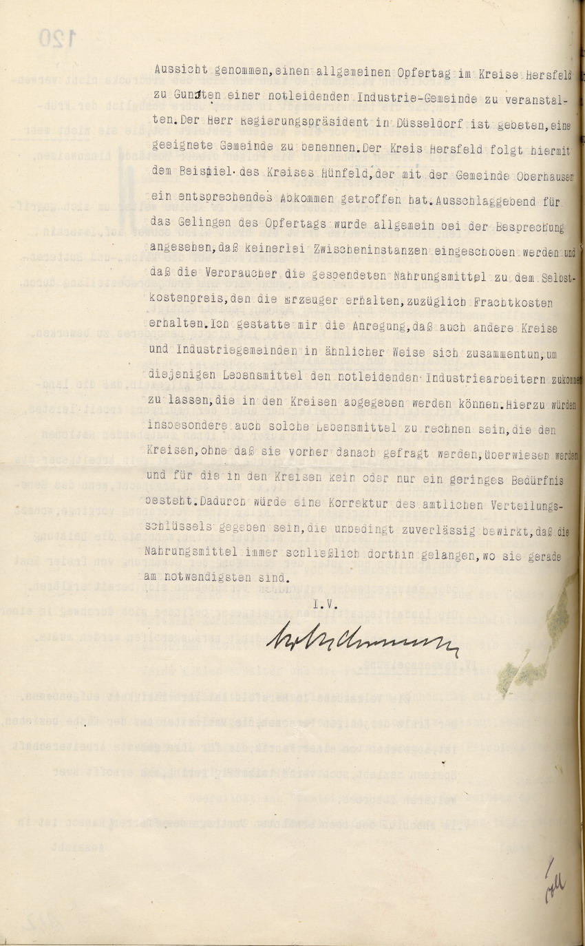 Stimmungsbericht des Landrats Hersfeld an den Regierungspräsidenten in Cassel, 19. März 1917