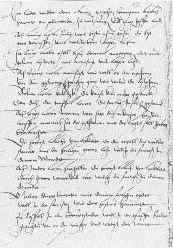 Auszug aus dem Spottlied auf den Melsunger Pfarrer Johannes Lening, der das Interim verkünden muss, 1548
