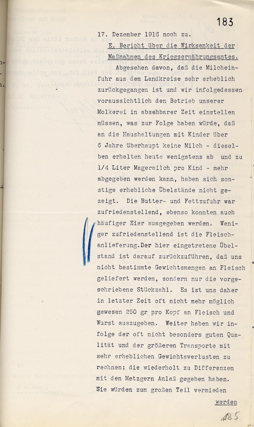 Stimmungsbericht des Magistrats der Stadt Hanau  an den Regierungspräsidenten in Cassel, betr. drohende Unruhen in der Arbeiterbevölkerung, 18. April 1917