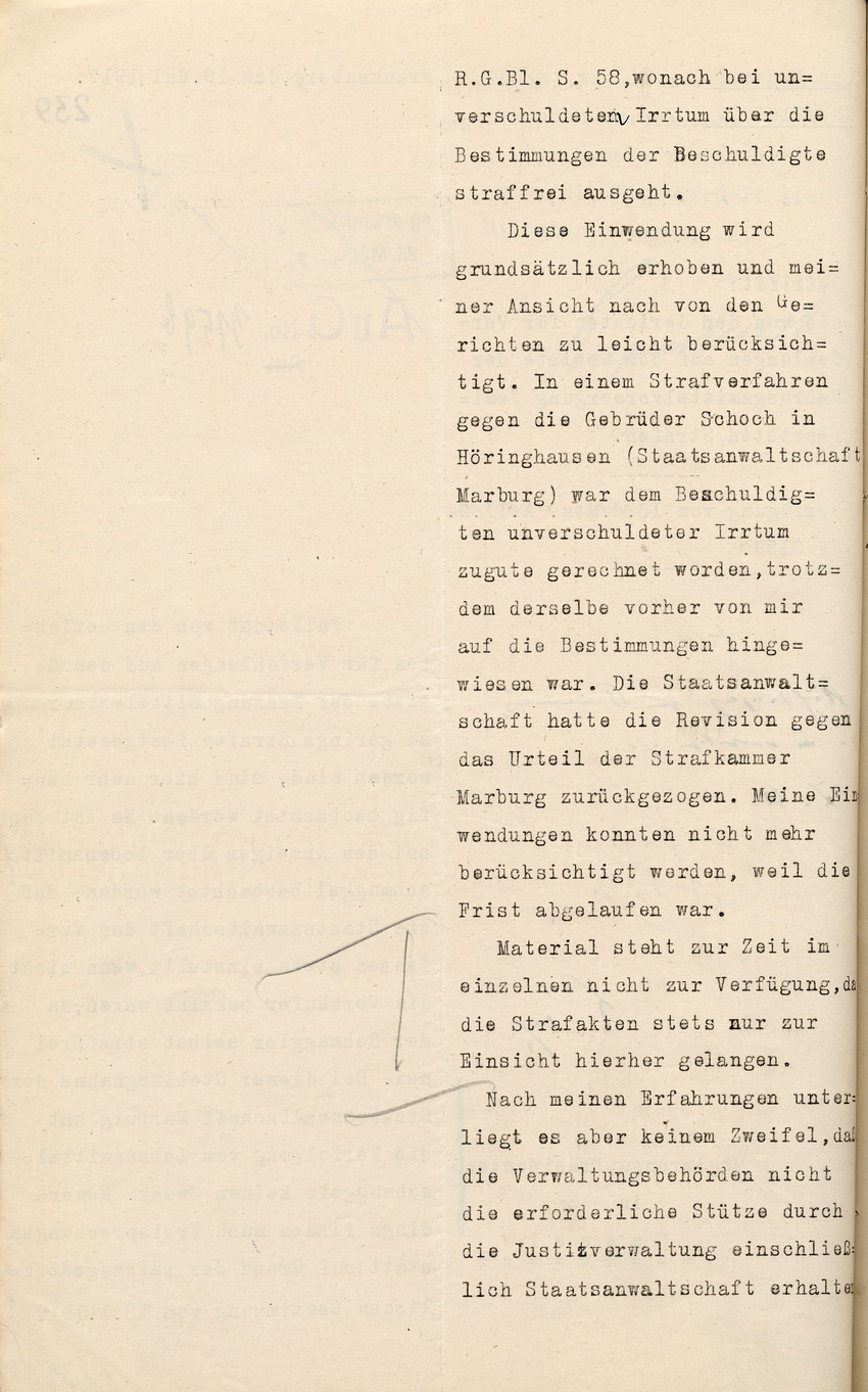 Stimmungsbericht des Landrats Frankenberg an den Regierungspräsidenten in Cassel, betr. die von den Gerichten für Verfehlungen auf dem Gebiete der Nahrungsmittelversorgung festgesetzten Strafen, 19. Mai 1917