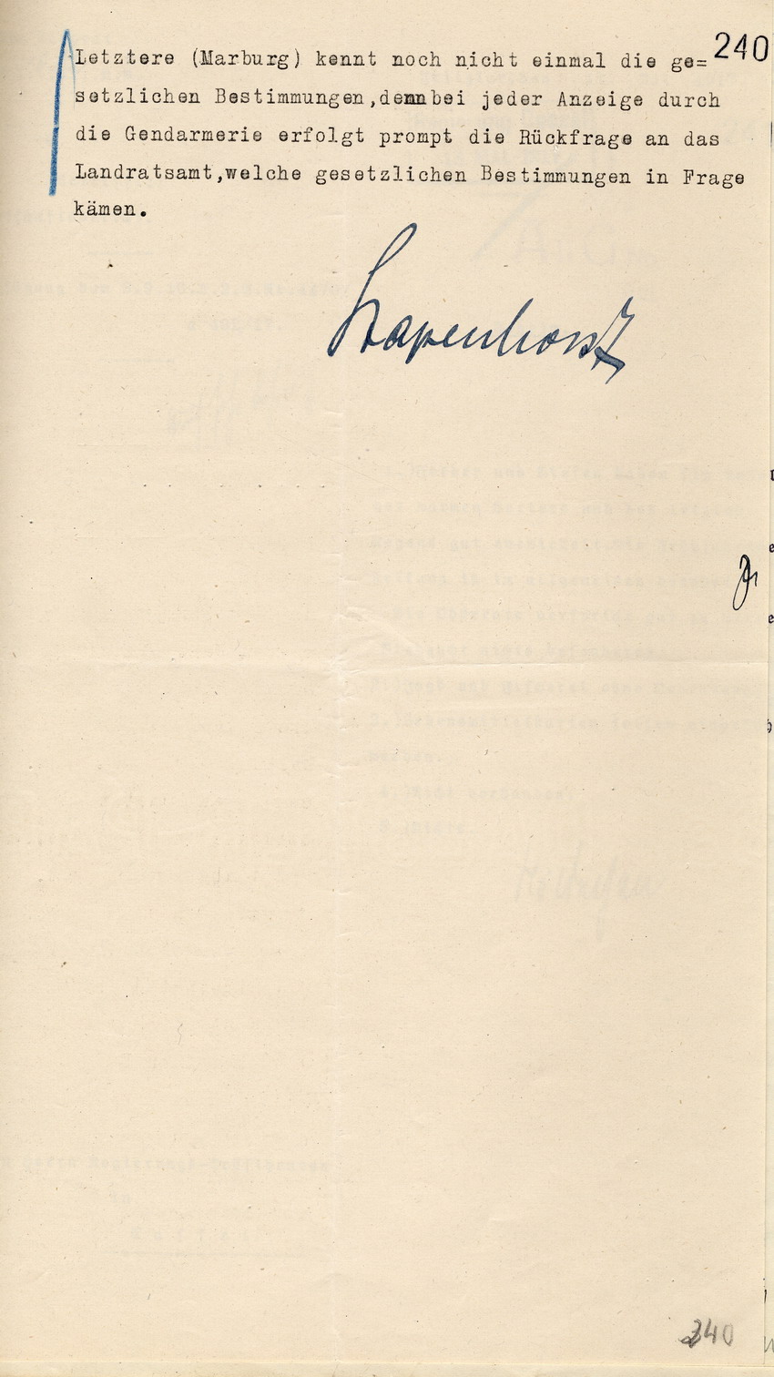 Stimmungsbericht des Landrats Frankenberg an den Regierungspräsidenten in Cassel, betr. die von den Gerichten für Verfehlungen auf dem Gebiete der Nahrungsmittelversorgung festgesetzten Strafen, 19. Mai 1917