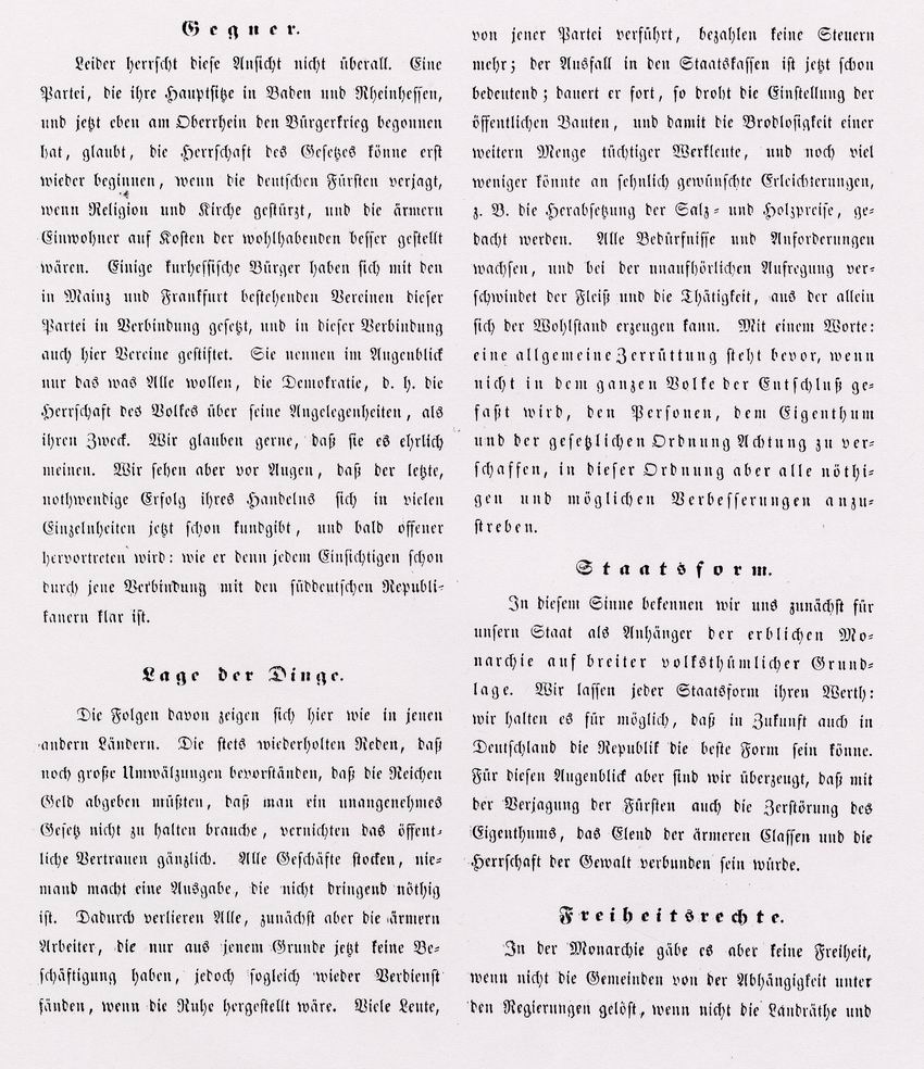 Entwurf des Parteiprogramms des Vaterlandsvereins mit Statuten von Heinrich Sybel, 28. April 1848