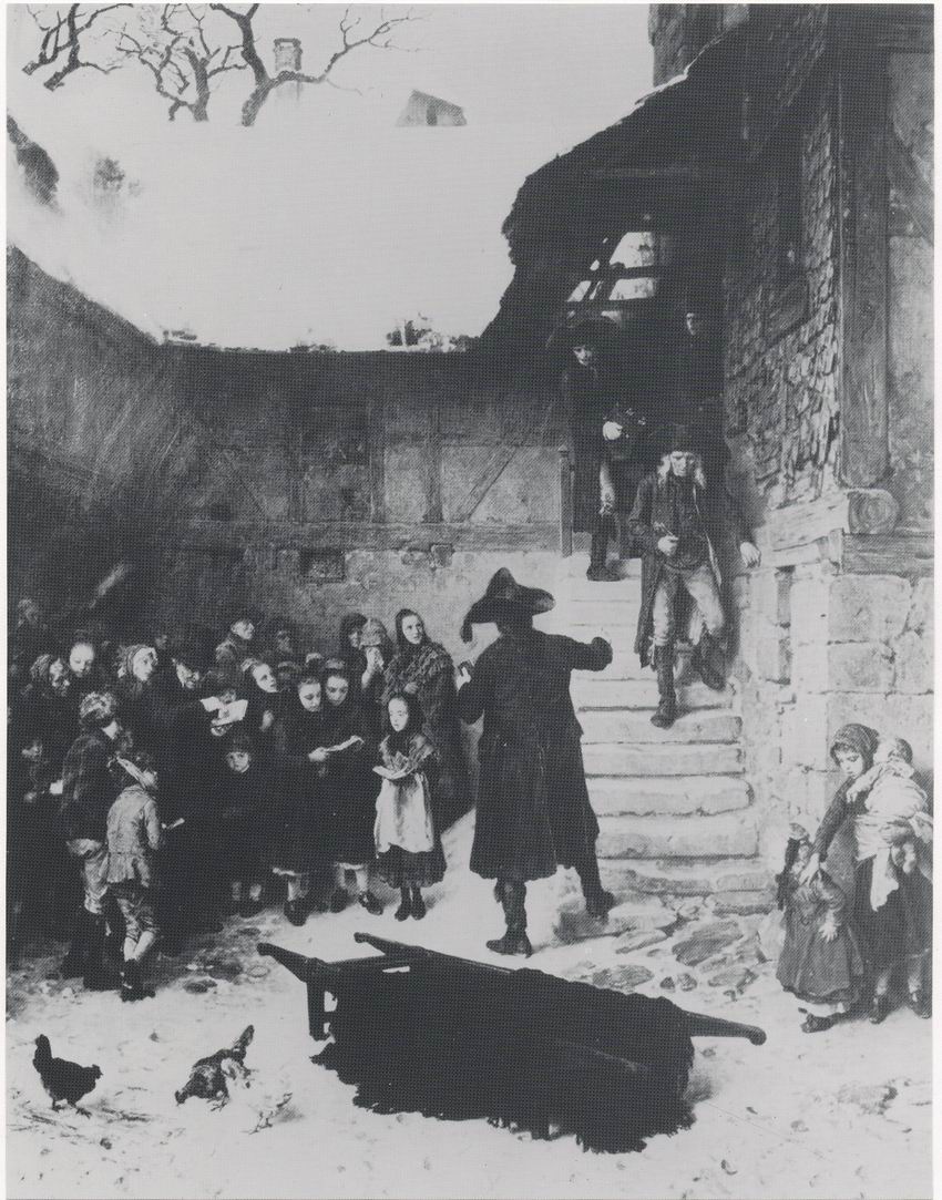 Ölgemälde „Hessisches Leichenbegängnis im Winter“ von Ludwig Knaus (1829-1910) im Universitätsmuseum Marburg, 1871