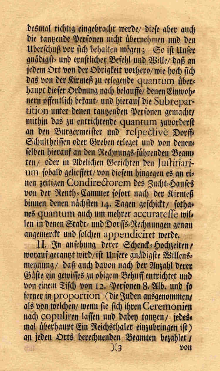 Verordnung König Friedrichs I. v. Schweden über die Erhebung einer Kirmes-, Tanz-, Spielleute- und Kartenabgabe zur Unterhaltung des Zuchthauses in Kassel, 1734 Januar 1./12.